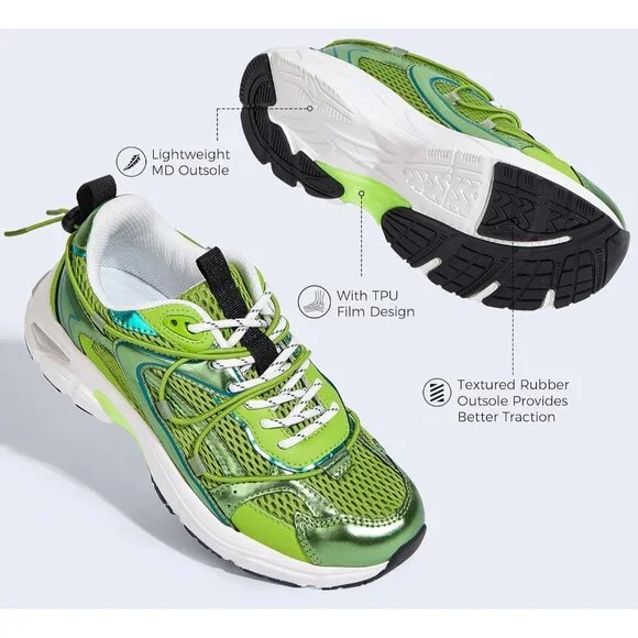 Lucky Step Women's Purple Green Walking Shoes Running Platform Mesh Casual - Picture 8 of 9